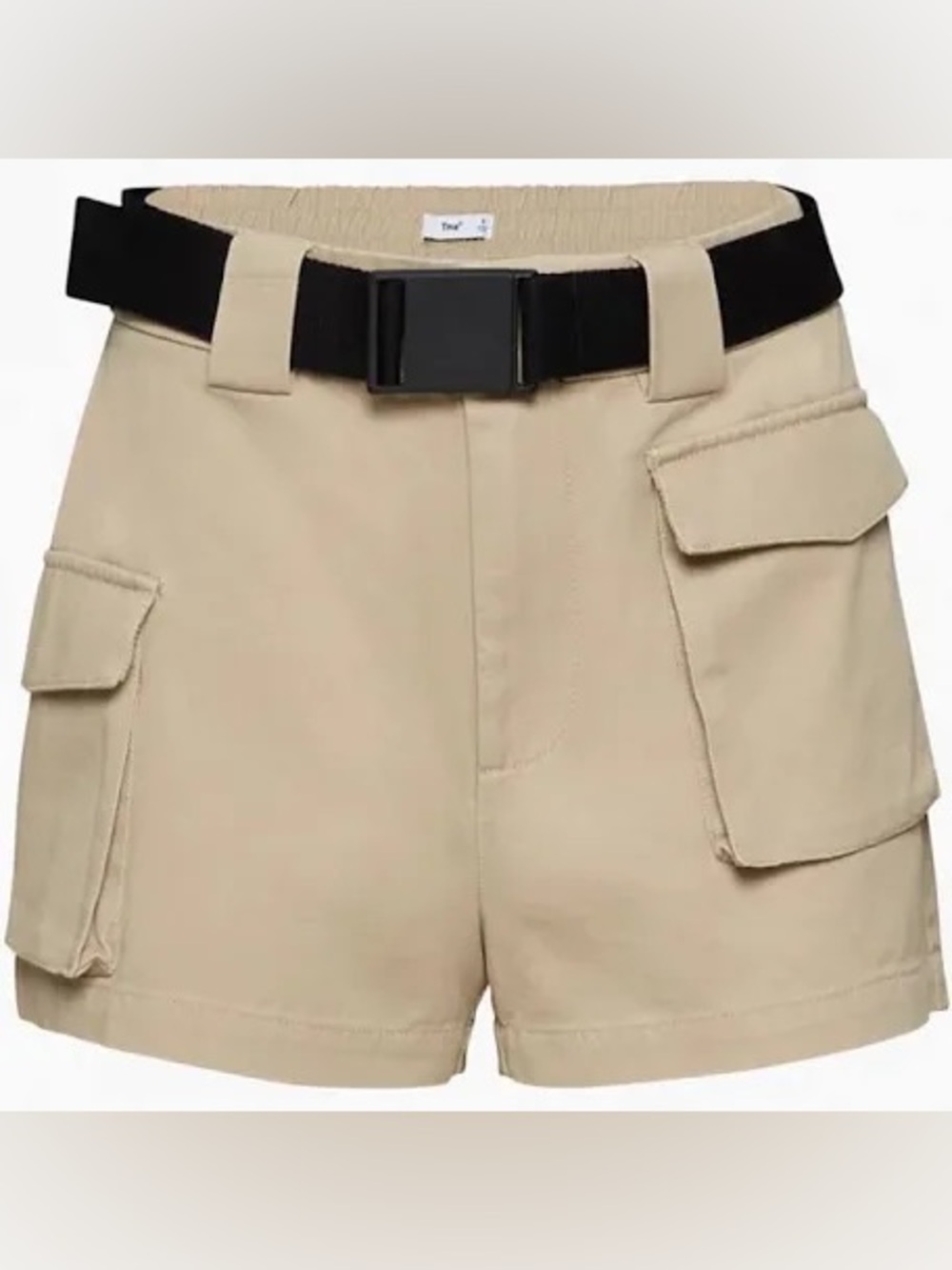 Aritzia Beige Cargo Shorts with Black Belt